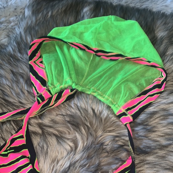 Neon Tiger Print Rave Wear with hood and mesh bottoms - Picture 4 of 6